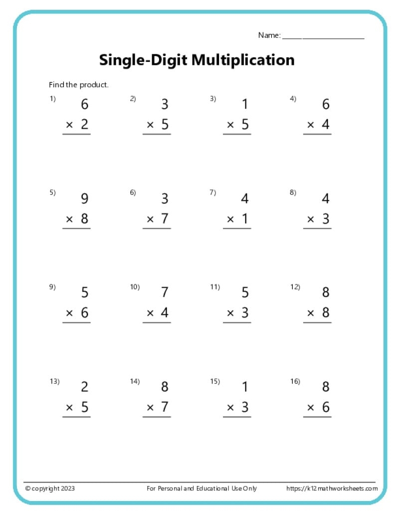 Basic Multiplication Worksheets K12 Math Worksheets Basic Multiplication Worksheets K12 Math Worksheets