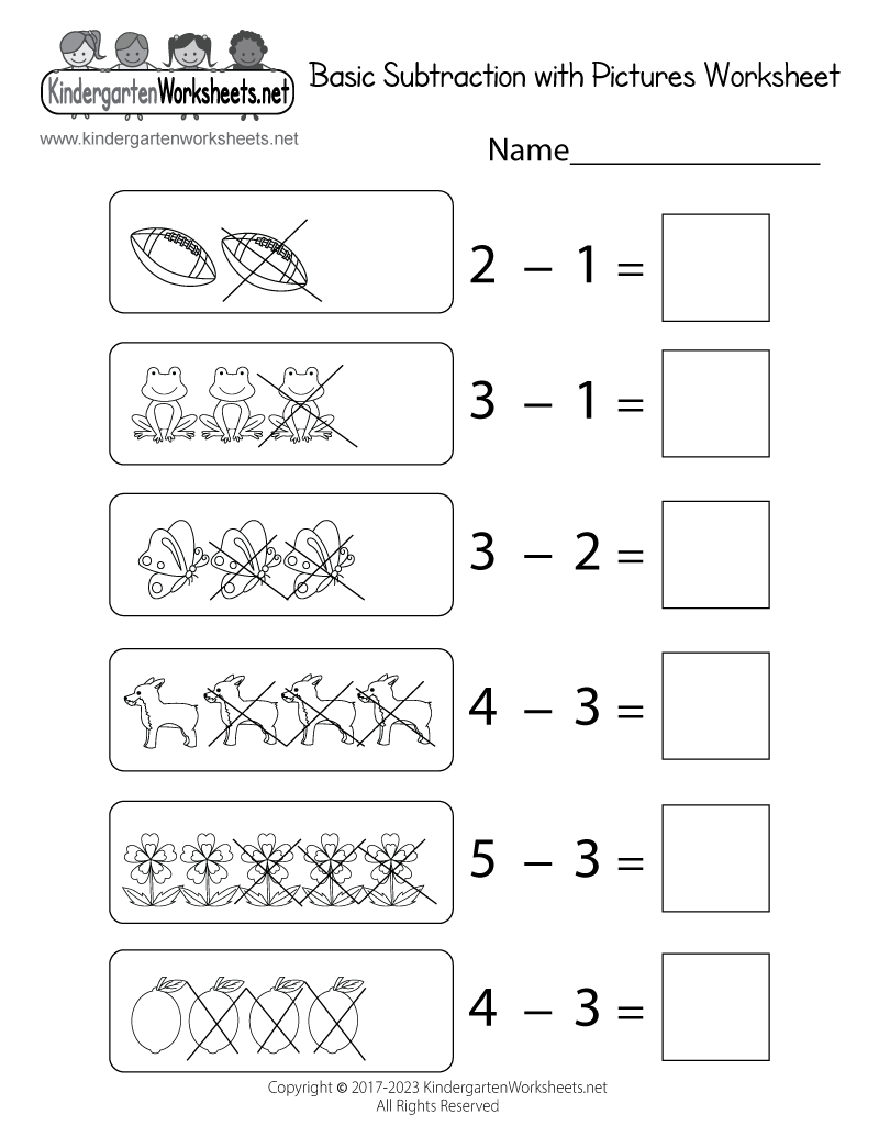 Subtract With Objects K12 Math Worksheets