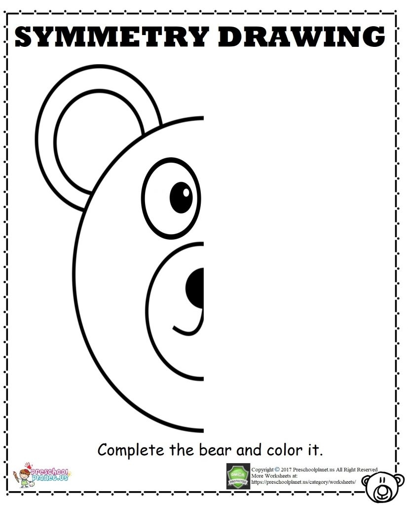 Bear Symmetry Worksheet Preschoolplanet Symmetry Free Worksheets