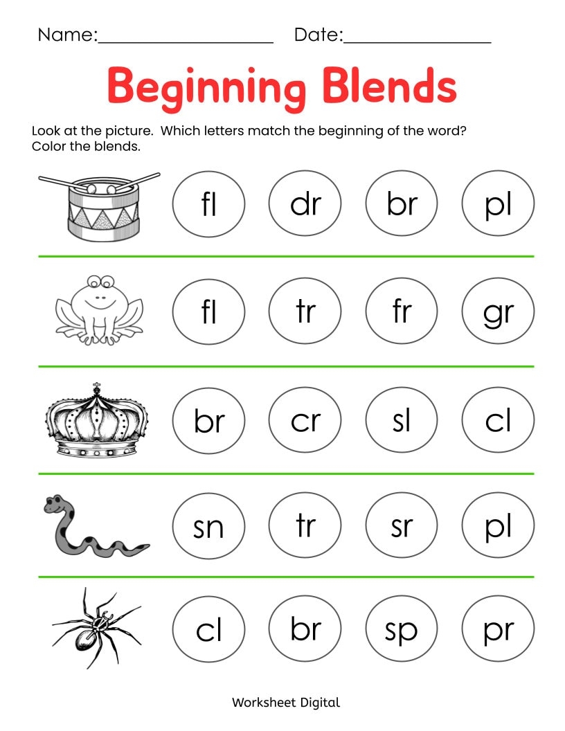 Beginning Blends Worksheets Kindergarten Preschool Printable PDF Etsy Stamp Beginning Blends Printable Activity Made By Teachers