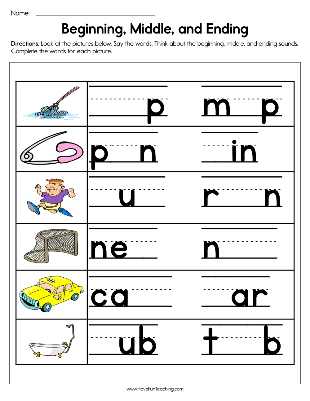 Beginning Middle And Ending Sounds Worksheet Worksheets Library