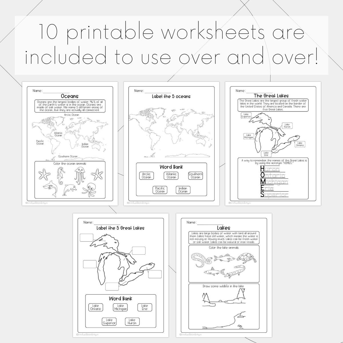 Bodies Of Water Worksheets For First Grade Printable Bodies Of Water Worksheet Kindergarten Second Grade Worksheet Homeschool Worksheet Etsy