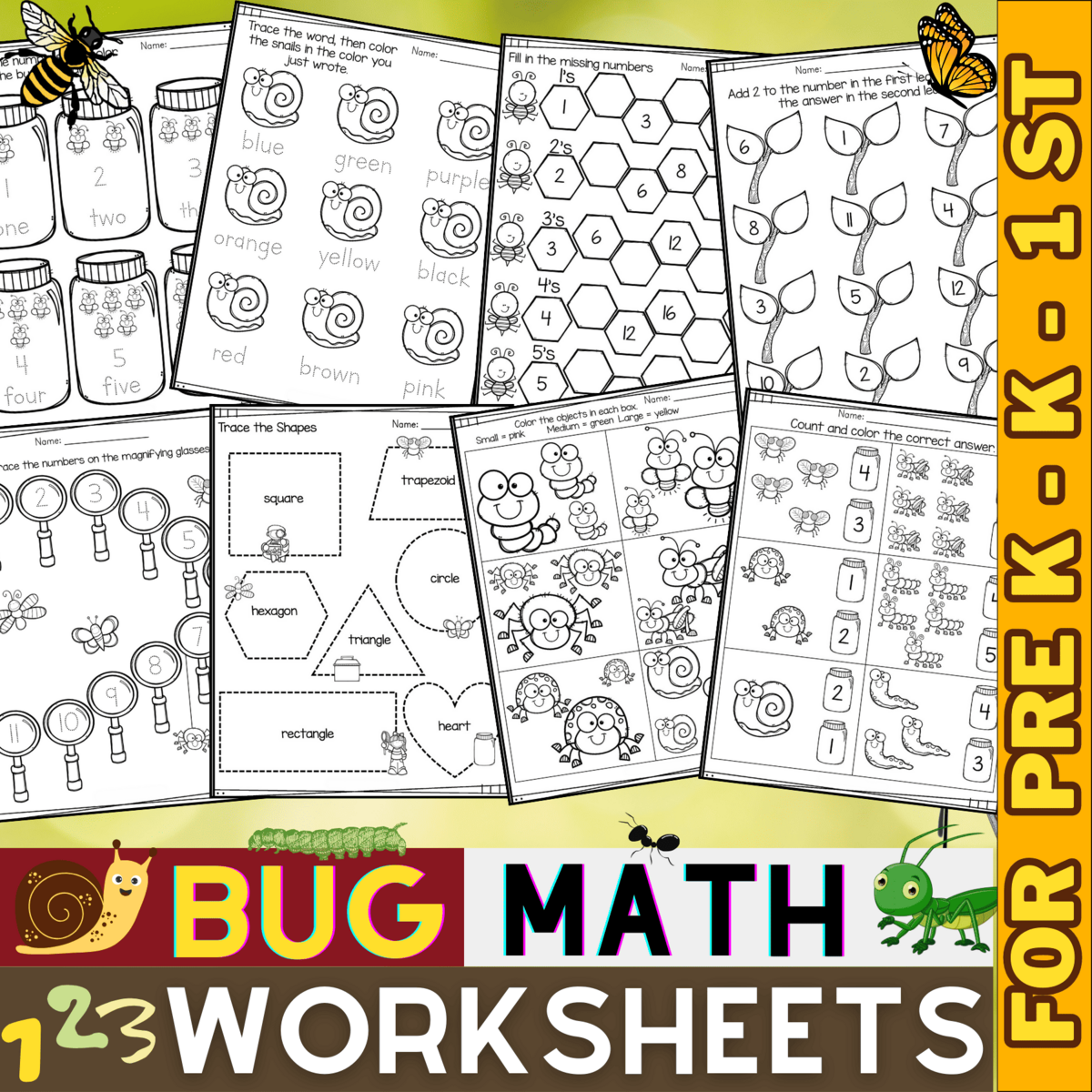 Bugs Math Worksheets Numbers Counting Shapes Spring Insect Activities Made By Teachers