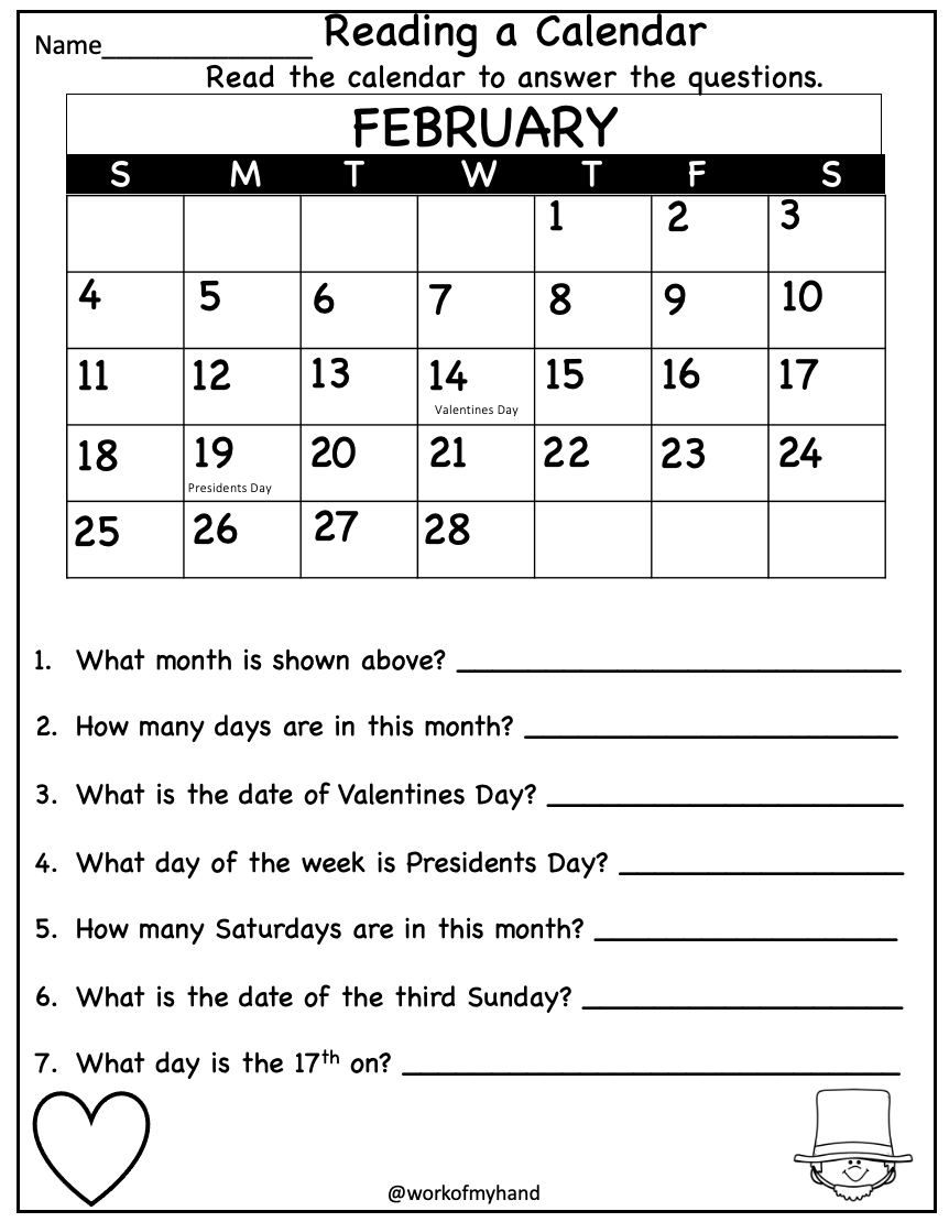 Calendar Math Worksheets Primary Planet