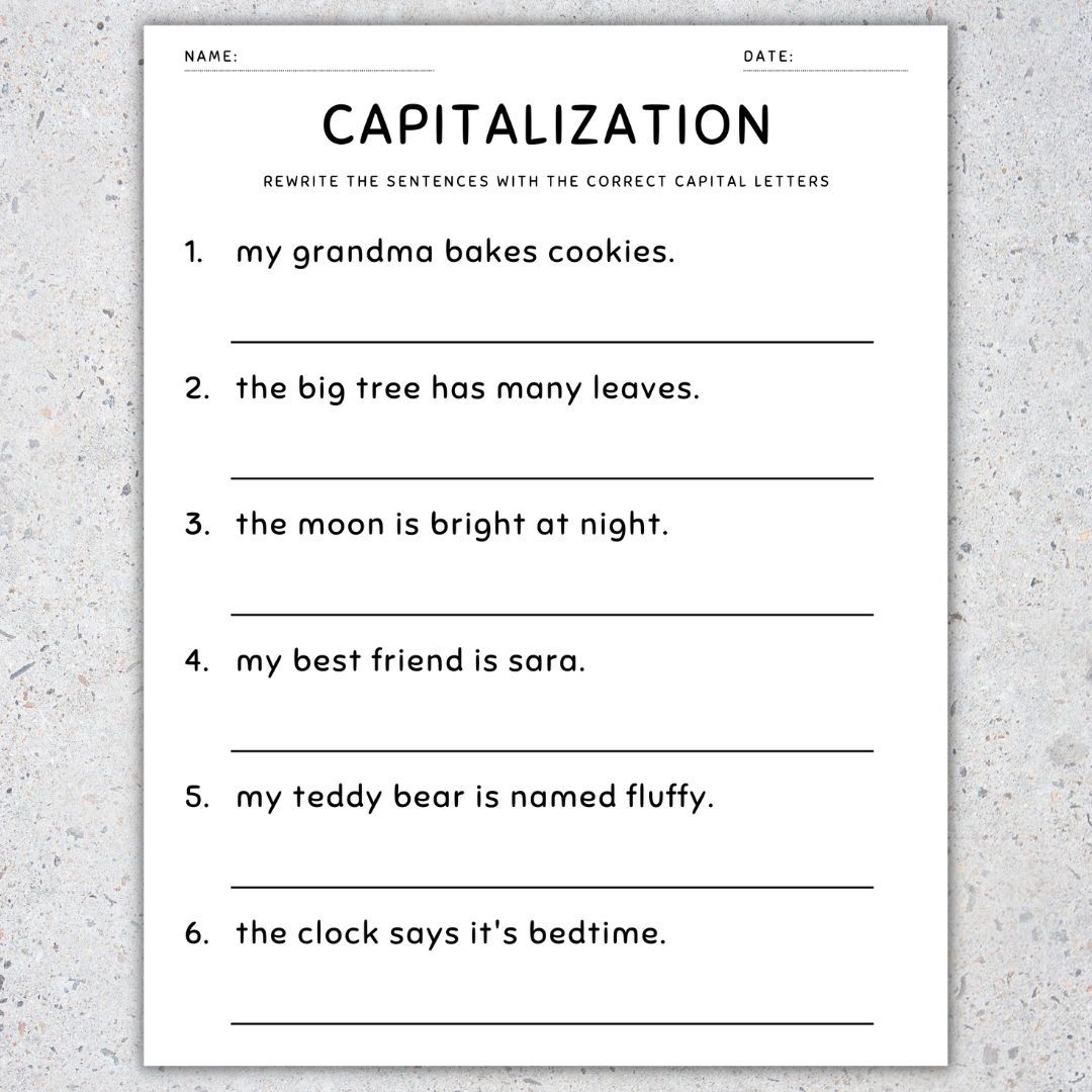 Capitalization Worksheets Fix The Sentences Grammar Practice 1st Grade Made By Teachers Fixing Capitalization Errors Worksheet Have Fun Teaching