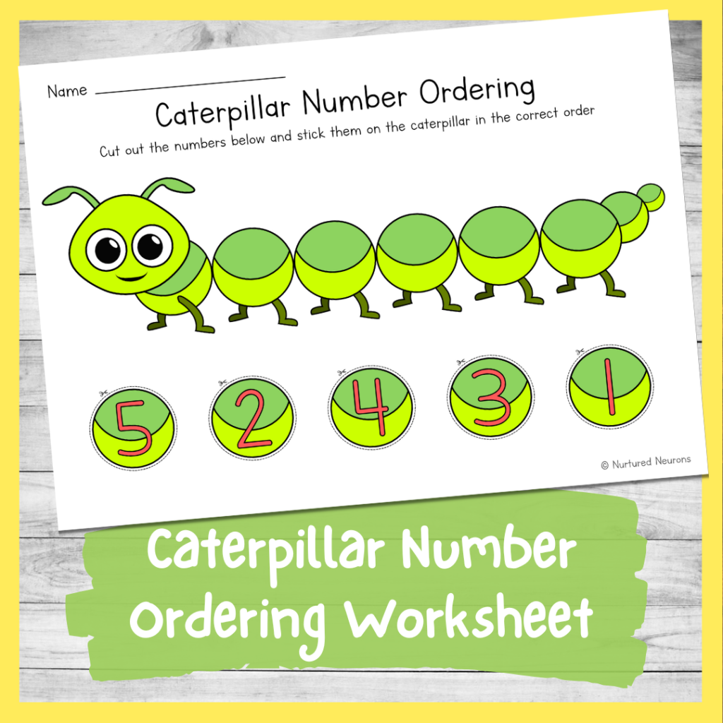 Caterpillar Number Ordering Worksheet 1 5 Cut And Stick Nurtured Neurons
