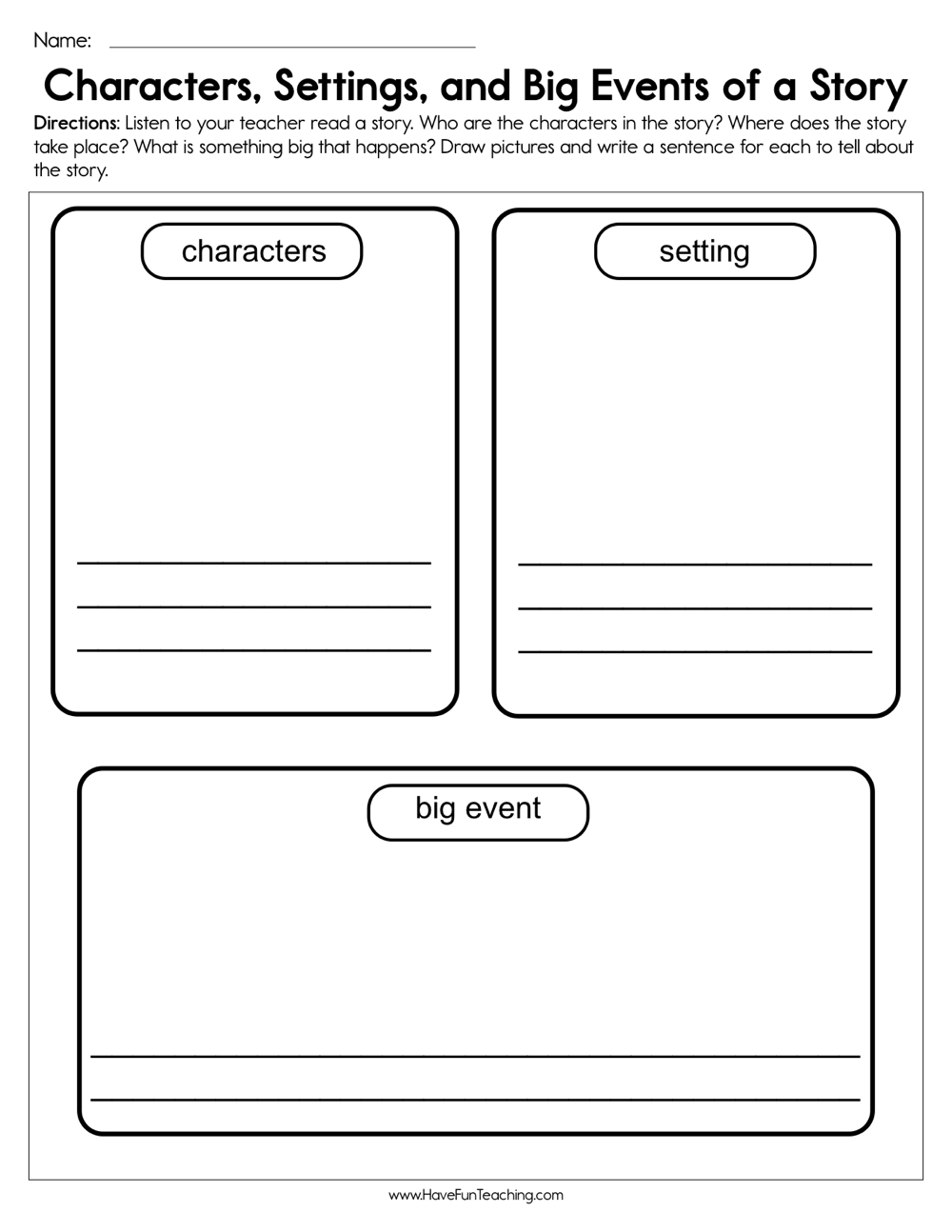 Characters Settings And Big Events Worksheet By Teach Simple Characters Settings And Big Events Worksheet By Teach Simple