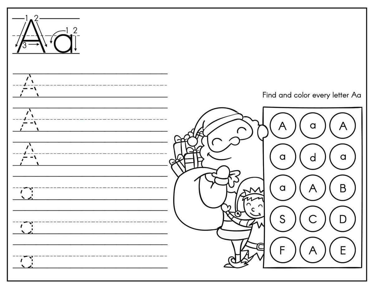 Christmas A Z Worksheets Alphabet Tracing Find The Letter No Prep Made By Teachers