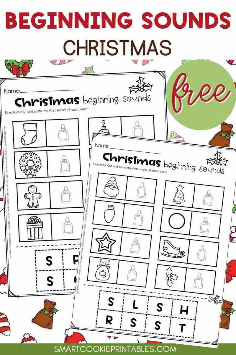 Christmas Beginning Sounds Cut And Paste Worksheets Smart Cookie Printables