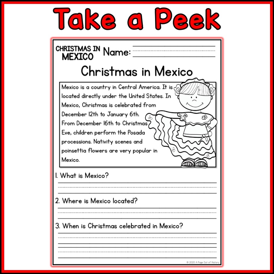 Christmas In Mexico Social Studies Reading Comprehension Passages K 2 Made By Teachers Christmas In Mexico Fact Sheet For Early Readers Classful