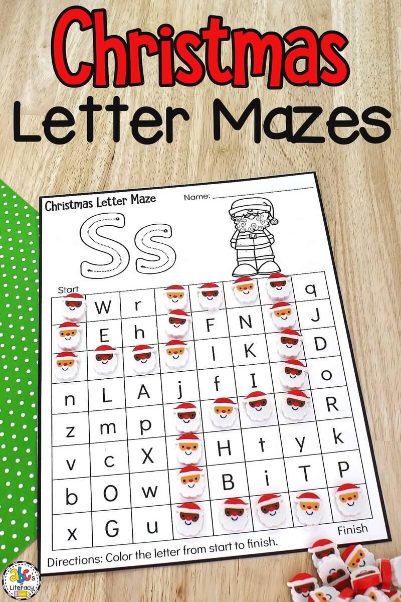 Christmas Letter Maze Preschool Worksheets