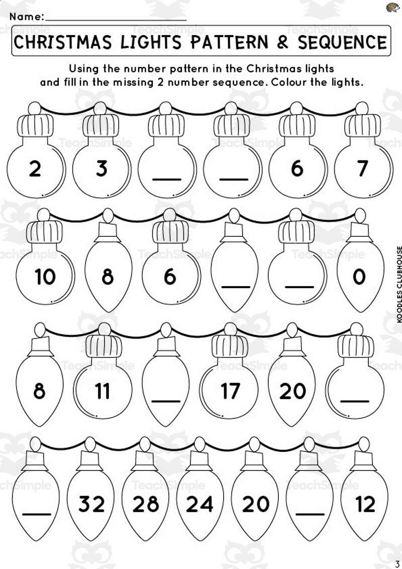 Christmas Sequence Lights Worksheets By Teach Simple