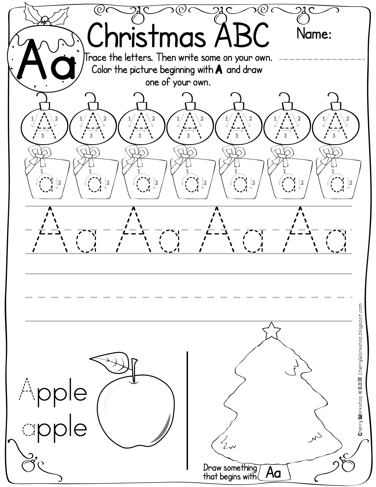 Christmas Alphabet Tracing Worksheets Kids Activity Zone