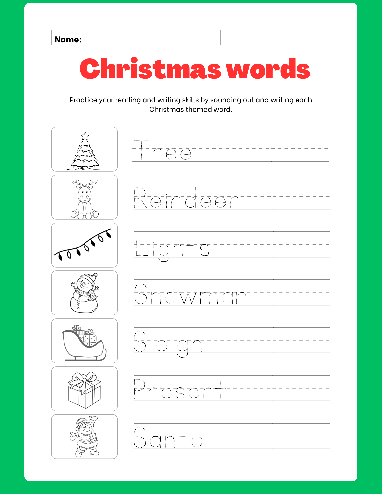 Christmas Writing Words Classful Christmas Phonics Worksheet Free Printable Digital PDF