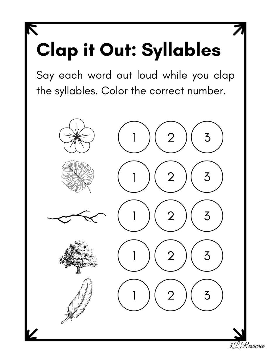 Clap It Out Syllables Worksheet Kindergarten Preschool Etsy Denmark Spring Syllables Worksheets Made By Teachers