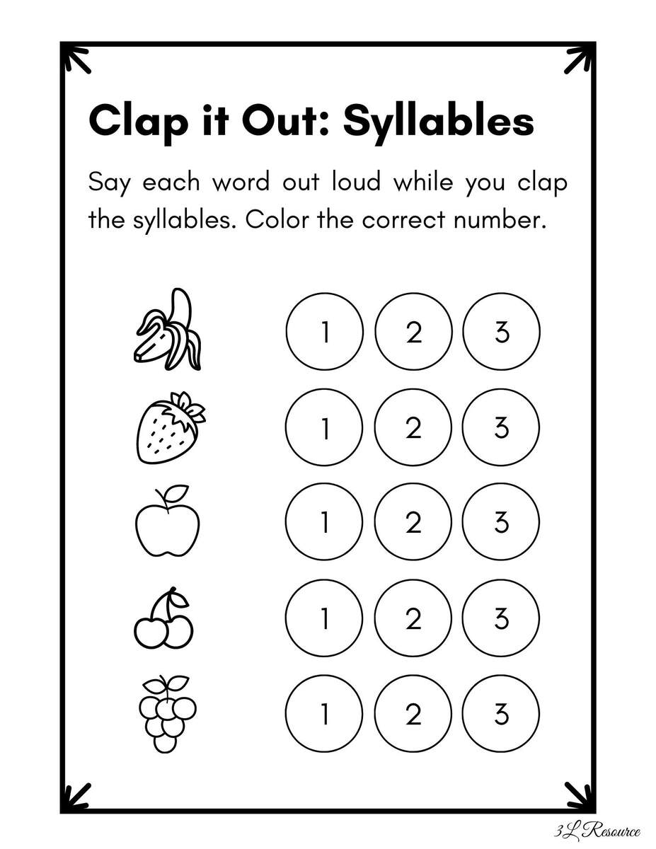 Clap It Out Syllables Worksheet Kindergarten Preschool Etsy Israel Clap It Out Syllables Worksheet Kindergarten Preschool Etsy Israel