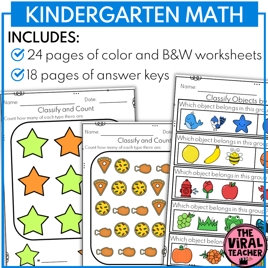 Classifying And Sorting Objects Worksheets Math Activity For Kindergarten Made By Teachers Sorting Worksheets For All Content Areas FREEBIE Included A Kinderteacher Life