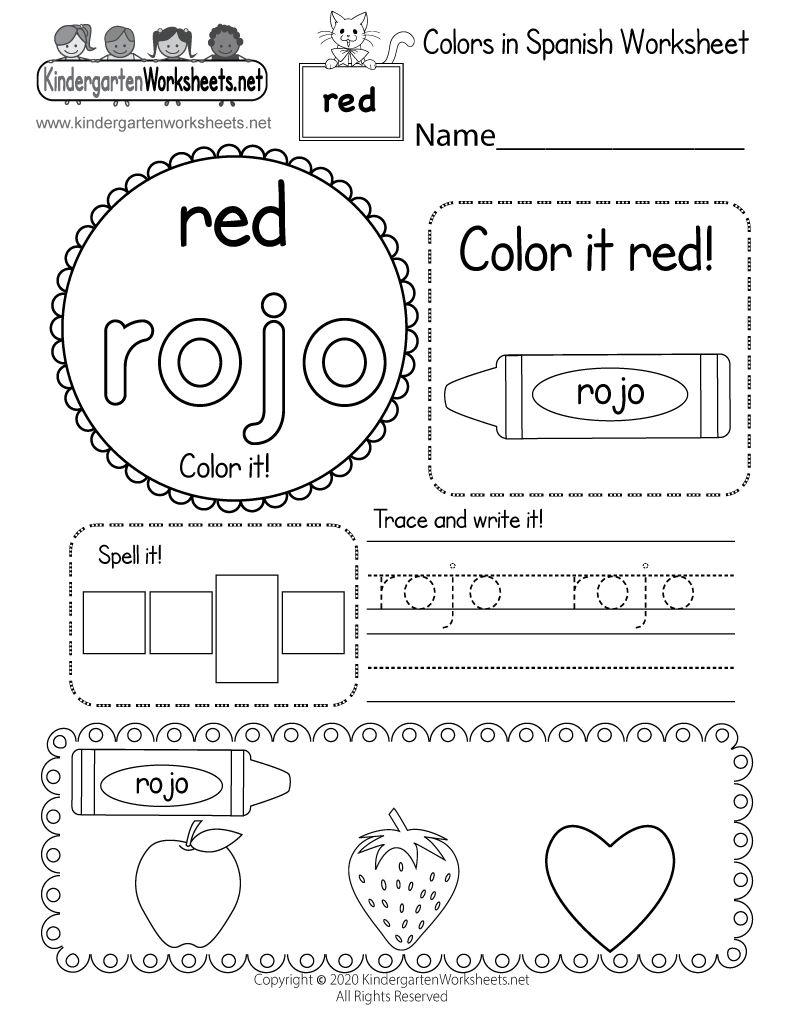 Color Red In Spanish Worksheet Free Printable Digital PDF Spanish Worksheets Superstar Worksheets