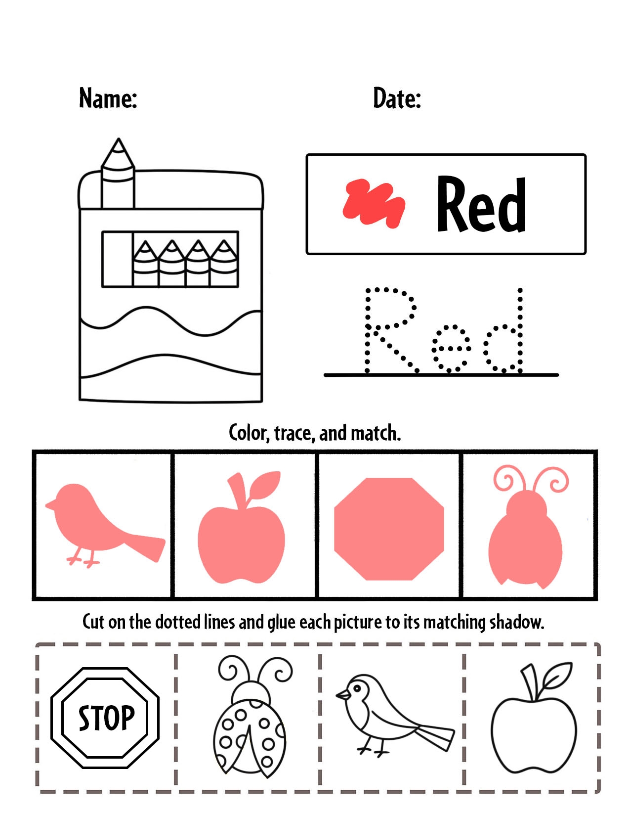 Red Archives About Preschool Worksheets Library
