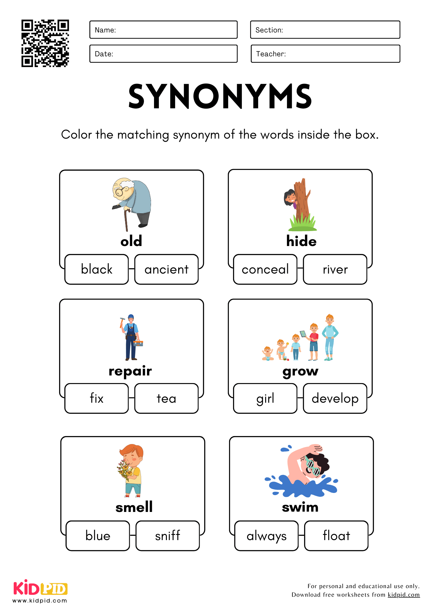 Free Printable Synonym Puzzles For Kinder To Practice
