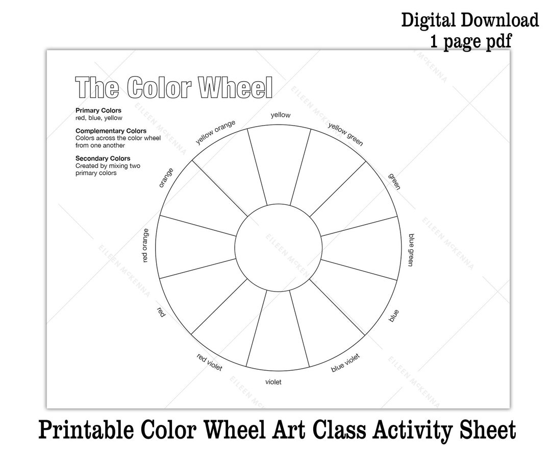 Color Wheel Worksheet Art Class Activity Color Theory PDF Etsy Israel Color Wheel Worksheet Art Class Activity Color Theory PDF Etsy Israel