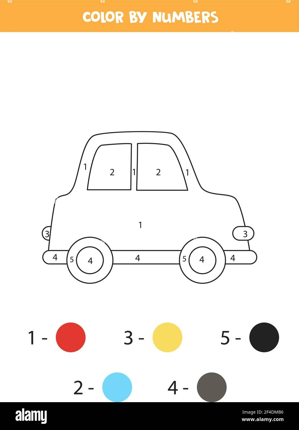 Car In Cartoon Style Color By Number Education Paper Game For The Development Of Children Coloring Page Kids Preschool Stock Illustration Illustration Of Number Learning 132723180