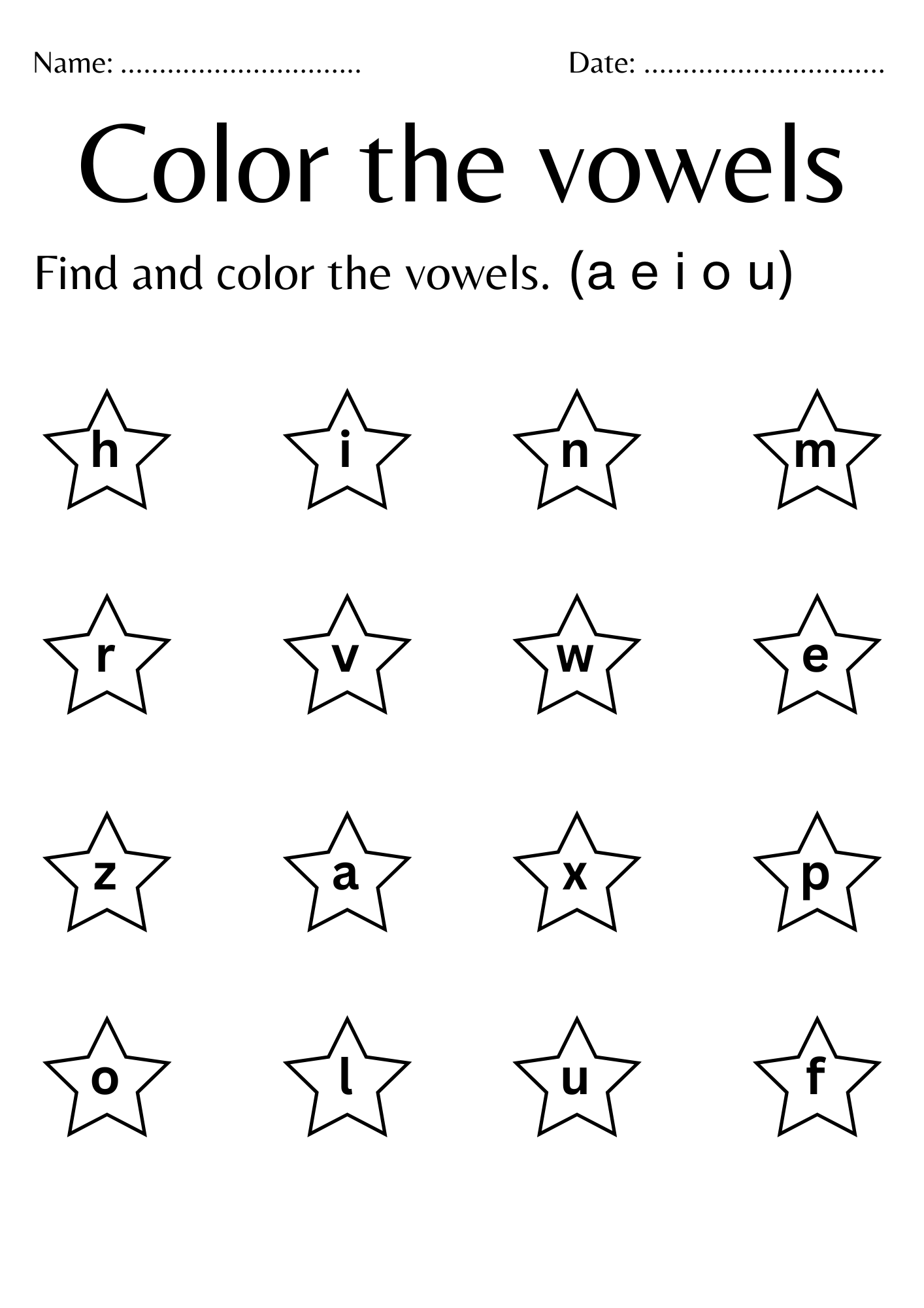 What Letters Are Vowels Worksheet Free Printable Digital PDF