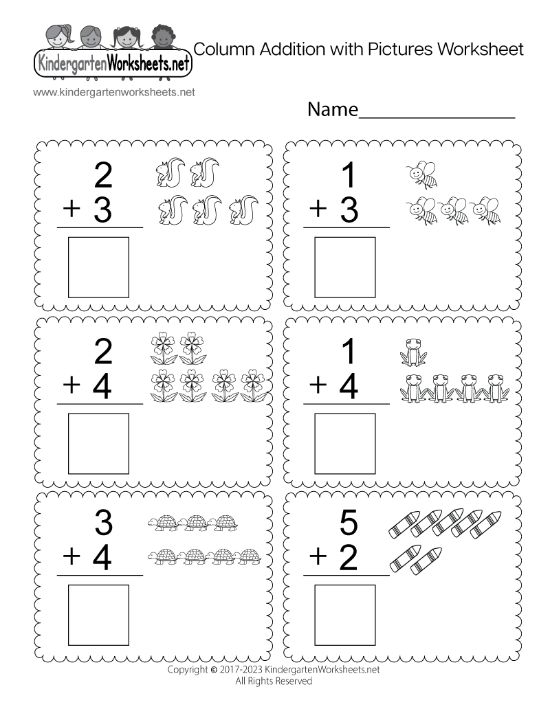 Addition Math Worksheets For Kindergarten