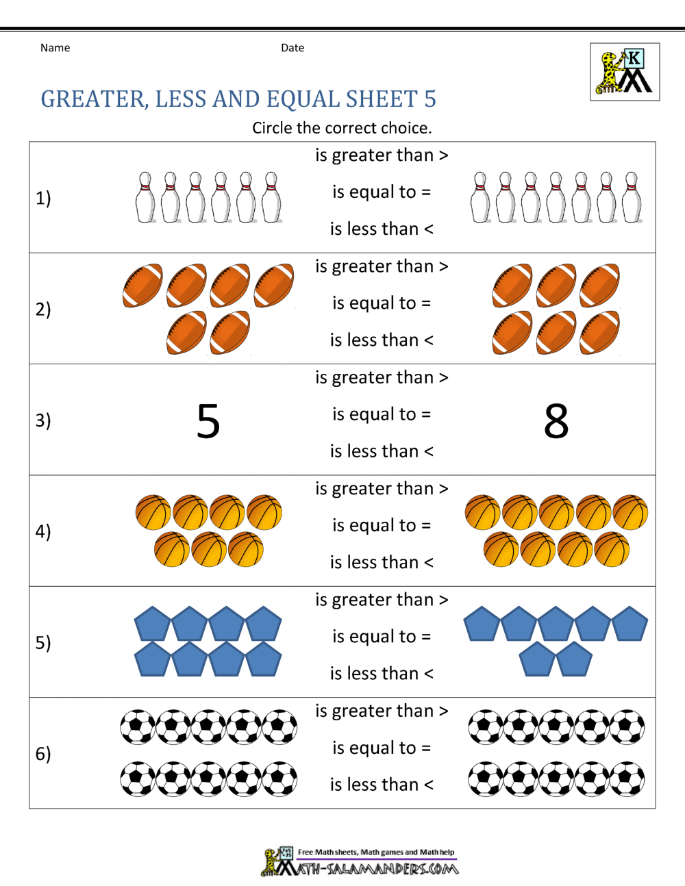 Comparing Numbers Worksheet Comparing Numbers And Amounts Up To 10 Comparing Numbers Worksheet Comparing Numbers And Amounts Up To 10