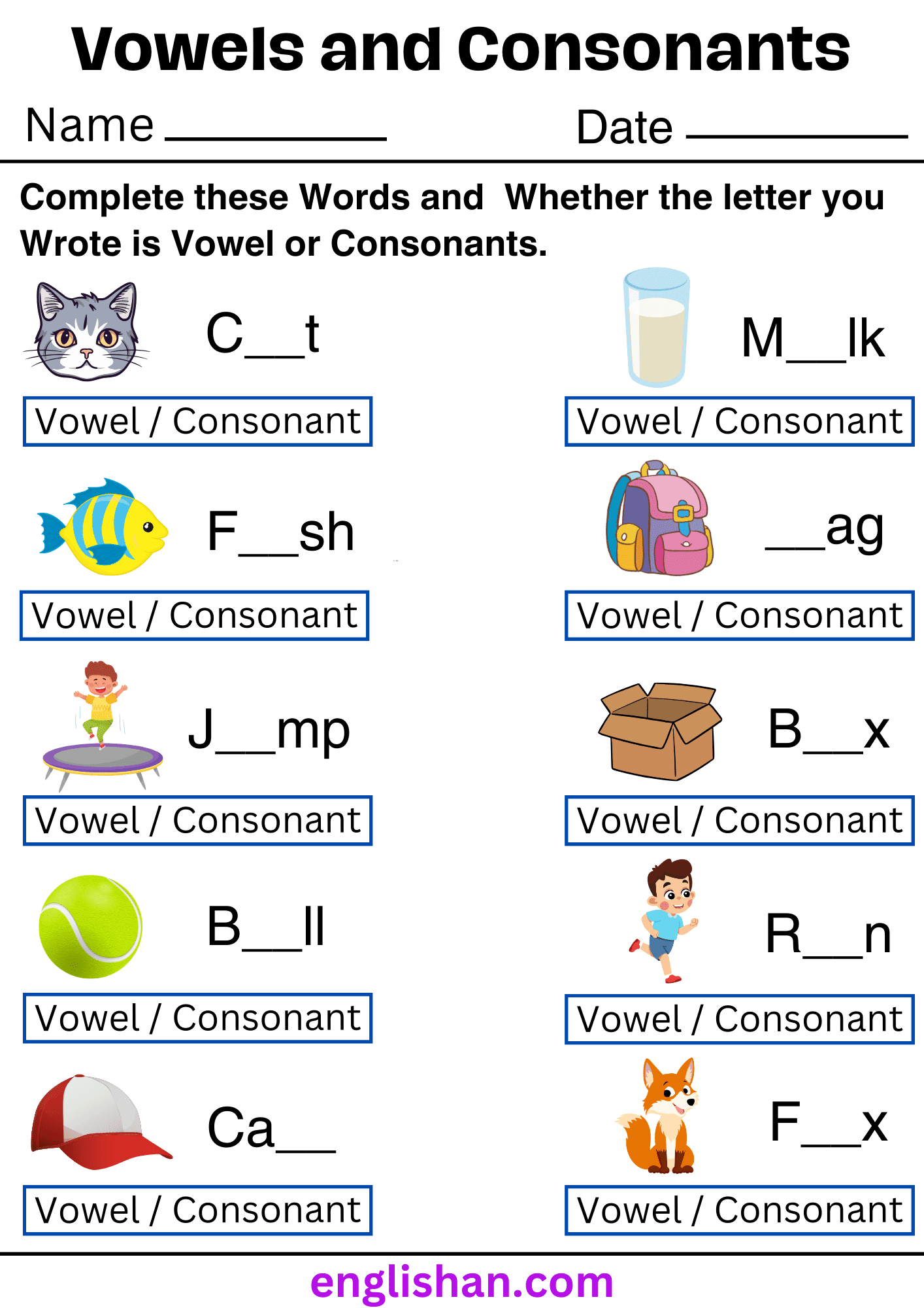 Consonants And Vowels Worksheets And Exercises With Answers Consonants And Vowels Worksheets And Exercises With Answers
