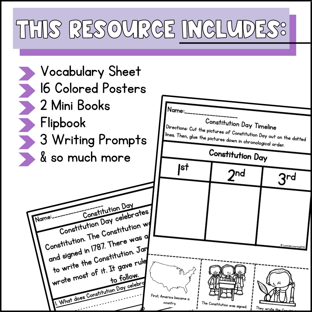 Constitution Day Activities For Kindergarten 1st Grade Worksheet Word Search Classful