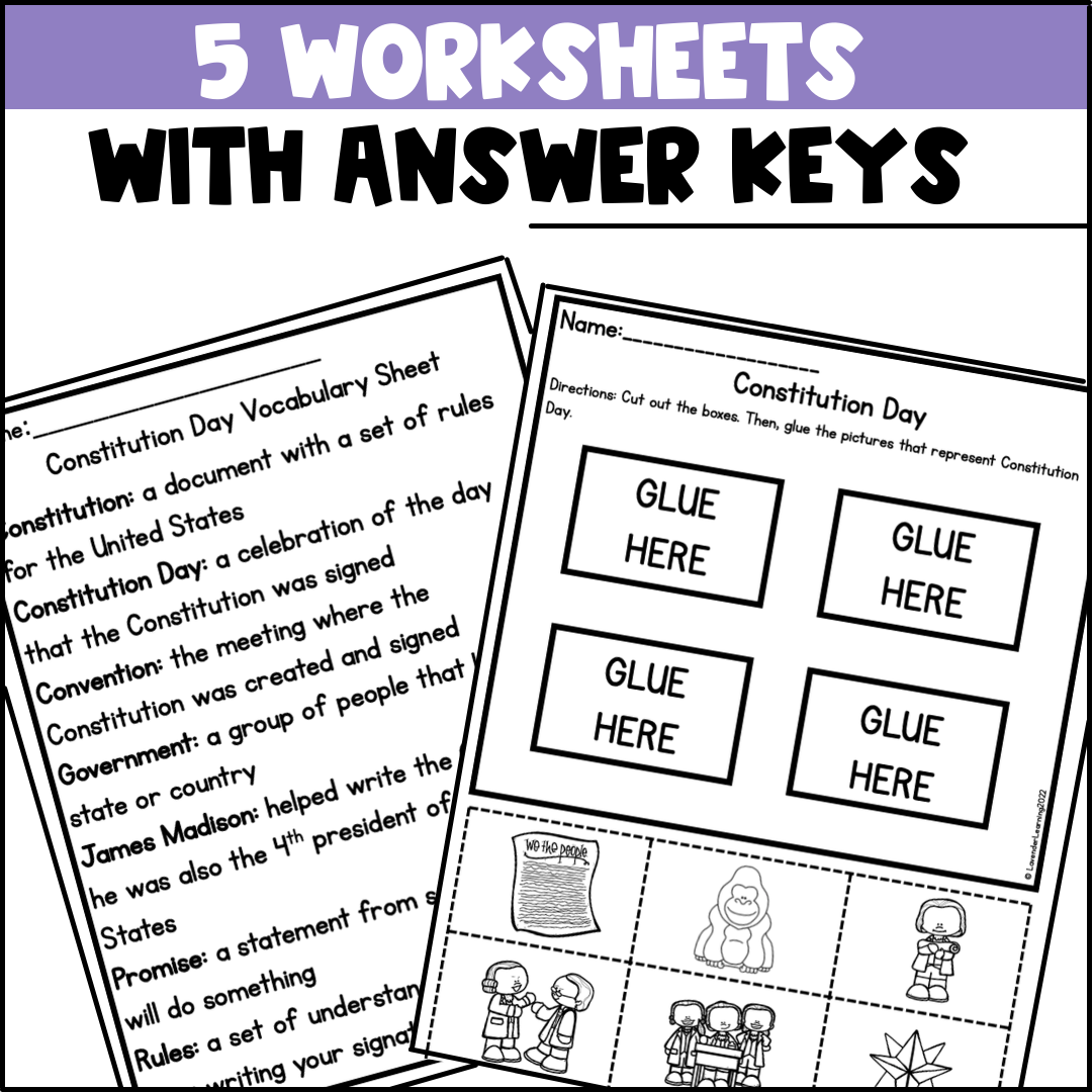 Constitution Day Activities For Kindergarten 1st Grade Worksheet Word Search Classful