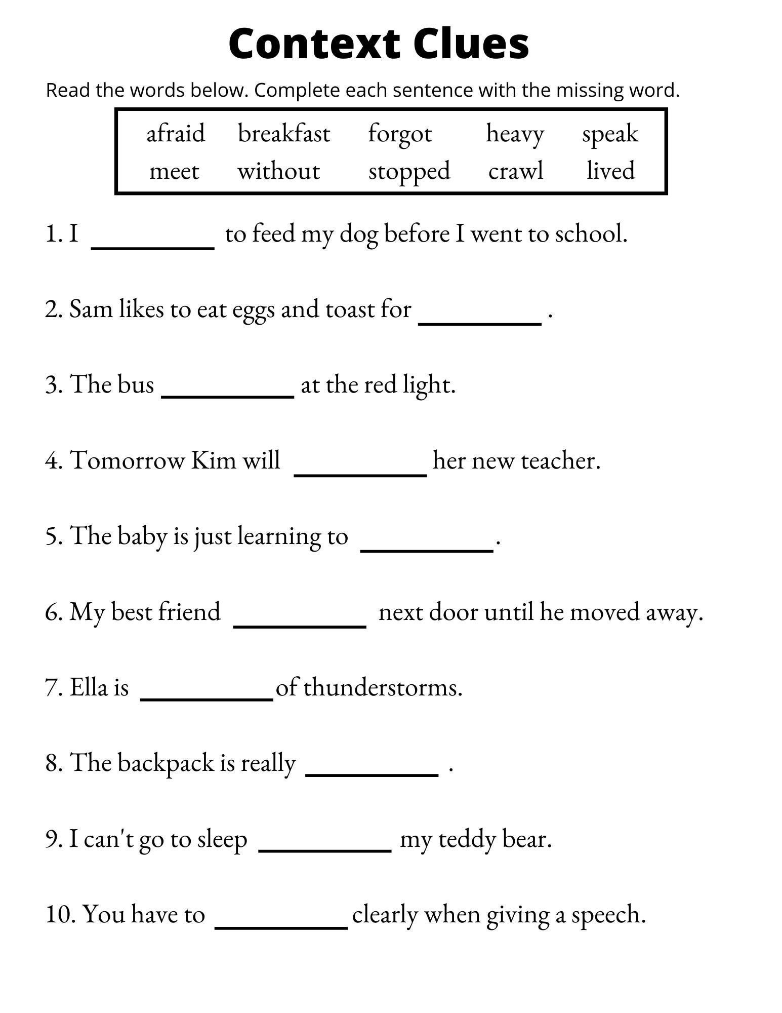 Context Clues Worksheet Etsy Context Clues Worksheet Etsy