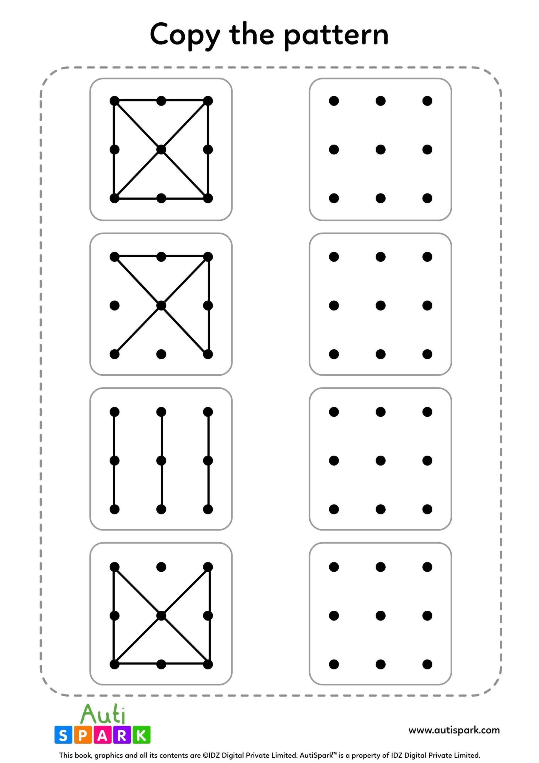 Copy The Patterns 9 Dots Worksheets Special Education Worksheets