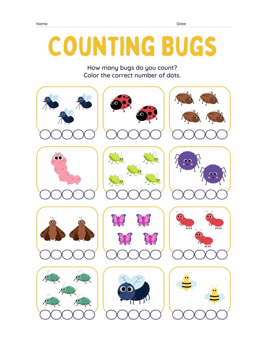 Count Bugs Worksheet Etsy