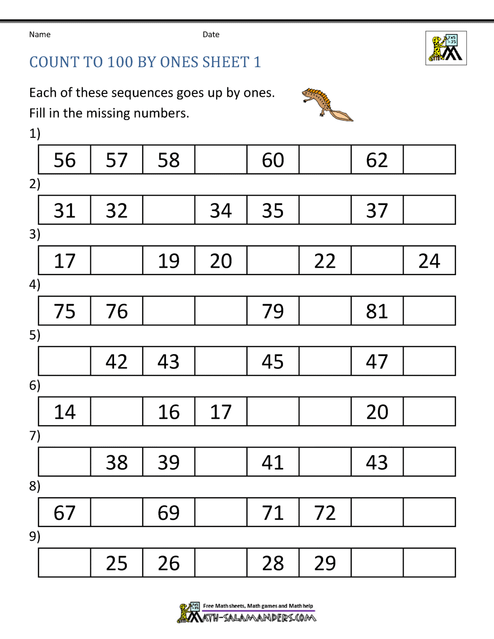 Count To 100 By Ones Numbers And Counting To 100 Workbook K5 Bookstore