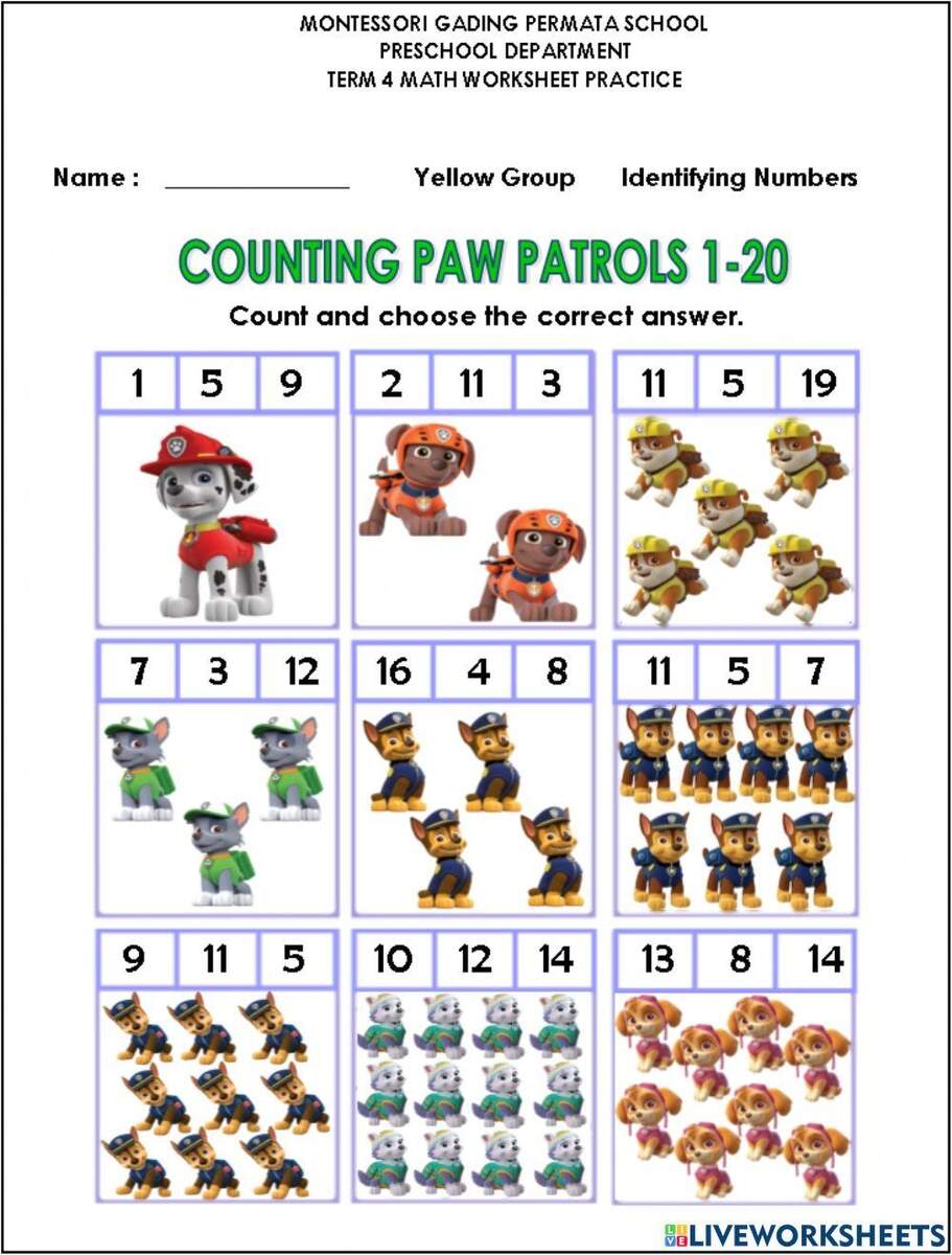 Counting Paw Patrol Online Exercise For Worksheets Library Counting Paw Patrol Online Exercise For Worksheets Library