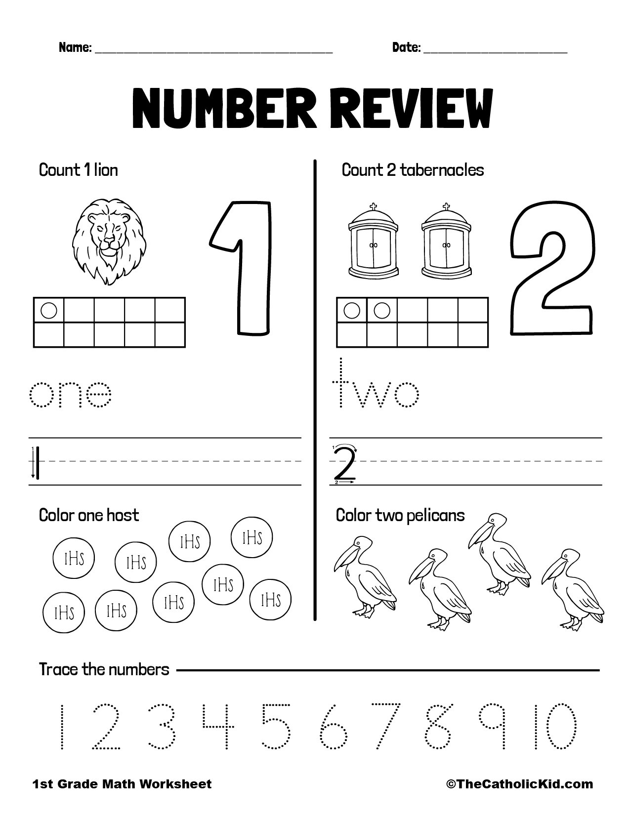Counting Review Numbers 1 And 2 1st Grade Math Worksheet Catholic TheCatholicKid Counting Review Numbers 1 And 2 1st Grade Math Worksheet Catholic TheCatholicKid