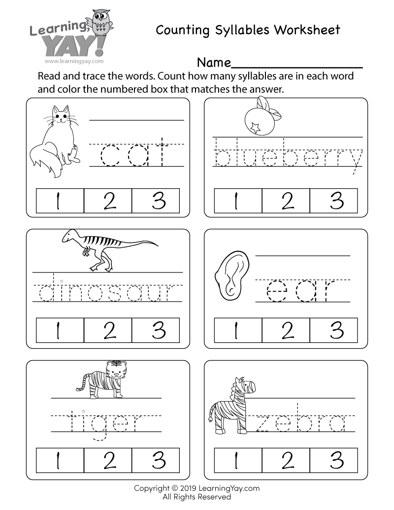 Counting Syllables Worksheet For 1st Grade Free Printable Clap It Out Syllables Worksheet Kindergarten Preschool Etsy Israel