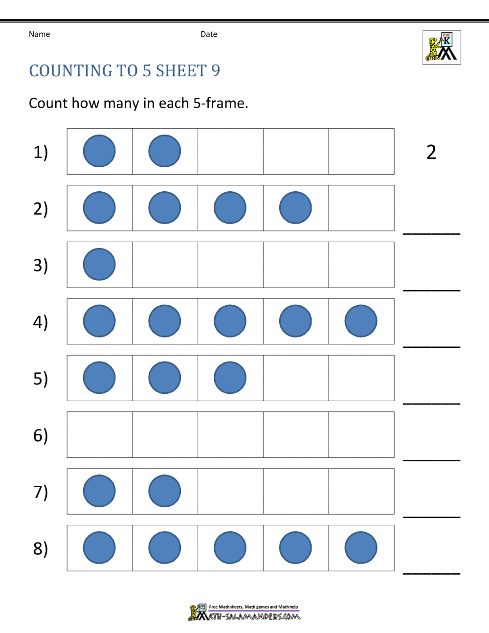 Counting To 5 Worksheets Counting To 5 Worksheets