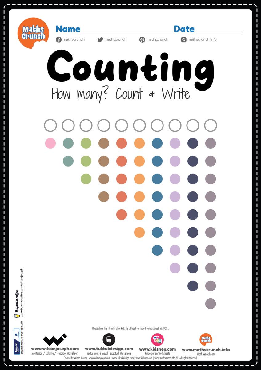 Counting Worksheet For Montessori Free Printable PDF For Kids Kindergarten Math Counting Worksheet Free Printable PDF For Kids