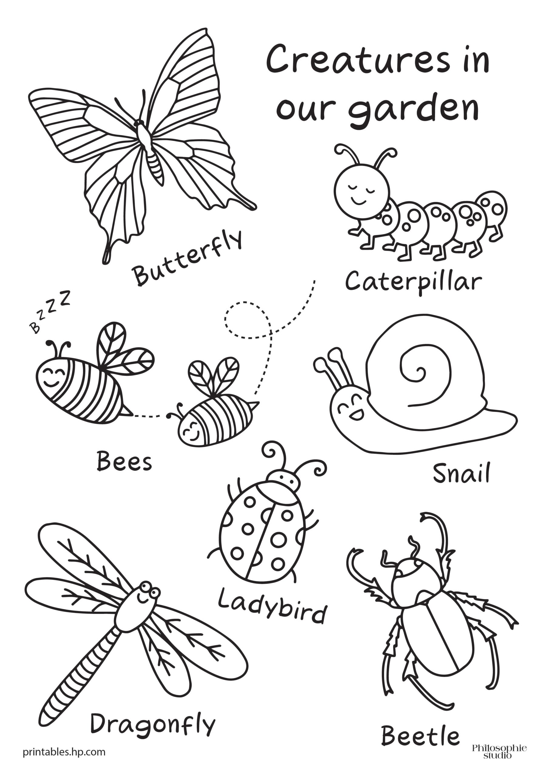 Creatures In Our Garden Printables Free Coloring Pages Learning Worksheets HP Official Site Creatures In Our Garden Printables Free Coloring Pages Learning Worksheets HP Official Site