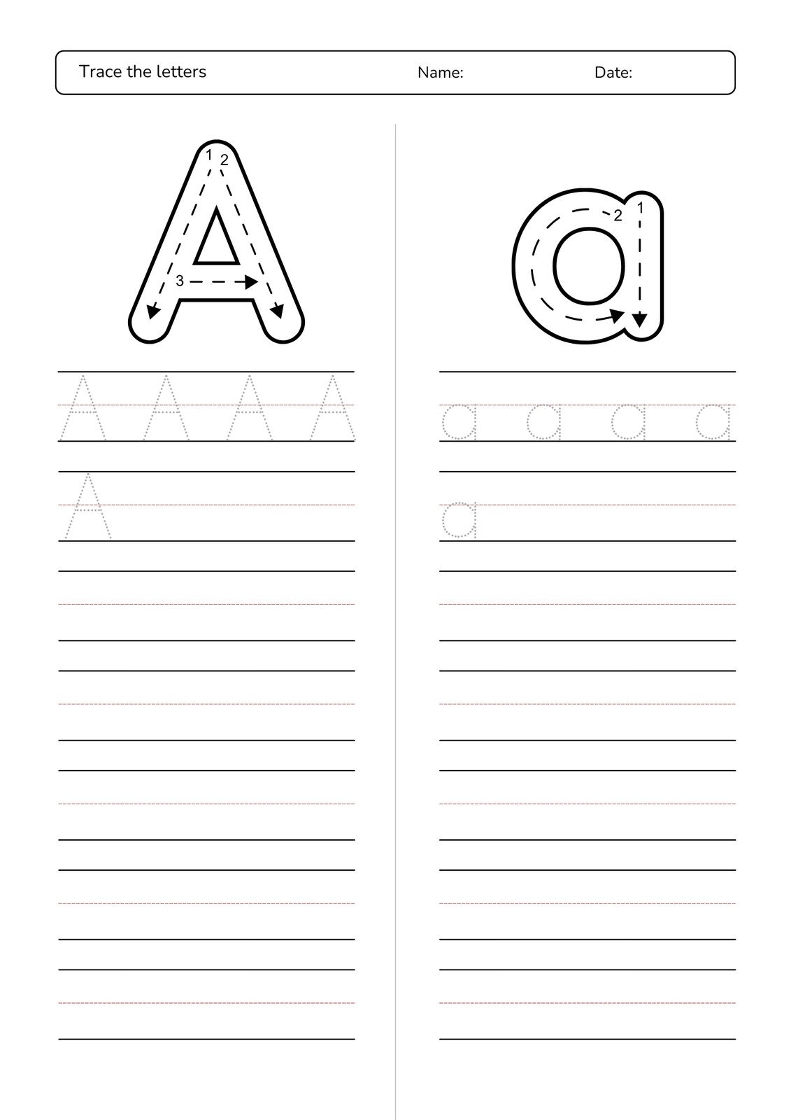 Alphabet Writing Worksheet 2 Free Letter Tracing For Kids