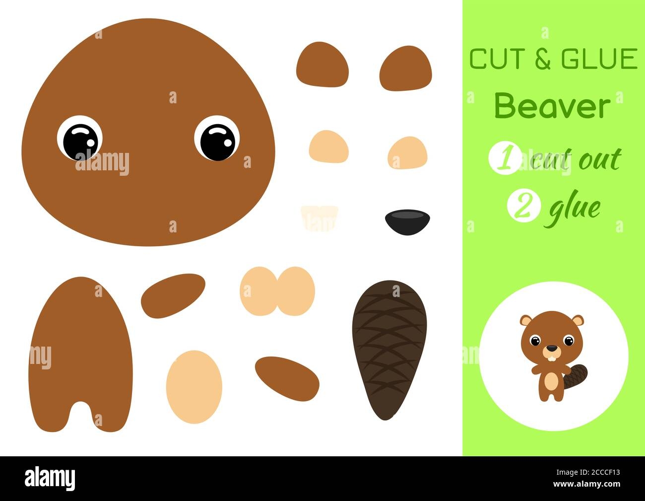 Cut And Glue Baby Beaver Education Developing Worksheet Color Paper Game For Preschool Children Cut Parts Of Image And Glue On Paper Stock Vector Image Art Alamy