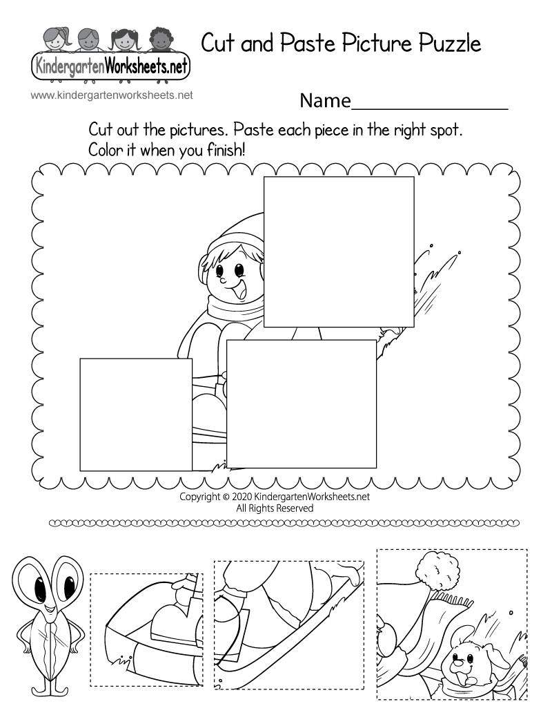 Cut And Paste Picture Puzzle Worksheet Free Printable Digital PDF