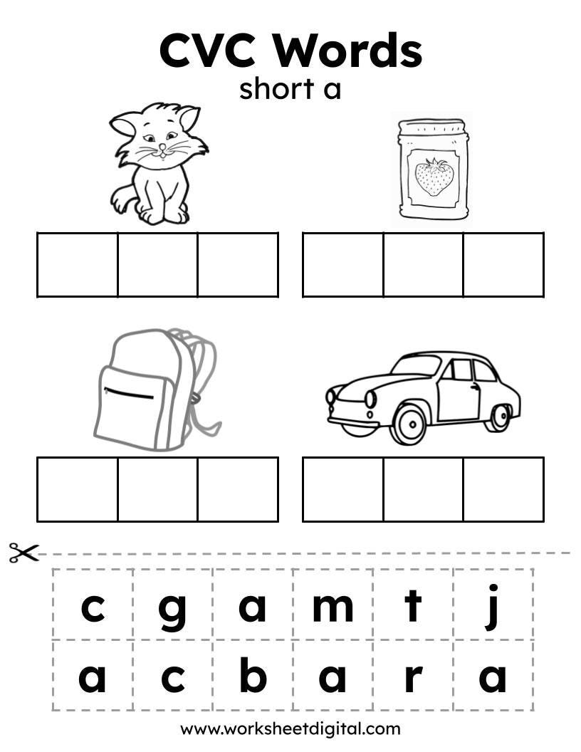 CVC Words Cut And Paste Worksheets Kindergarten Homework PDF Etsy Hong Kong