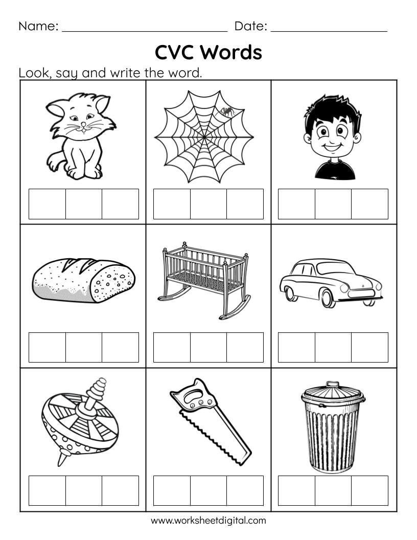 CVC Words Phonics Worksheets Say And Write Printable With Answers Etsy CVC Words Phonics Worksheets Say And Write Printable With Answers Etsy