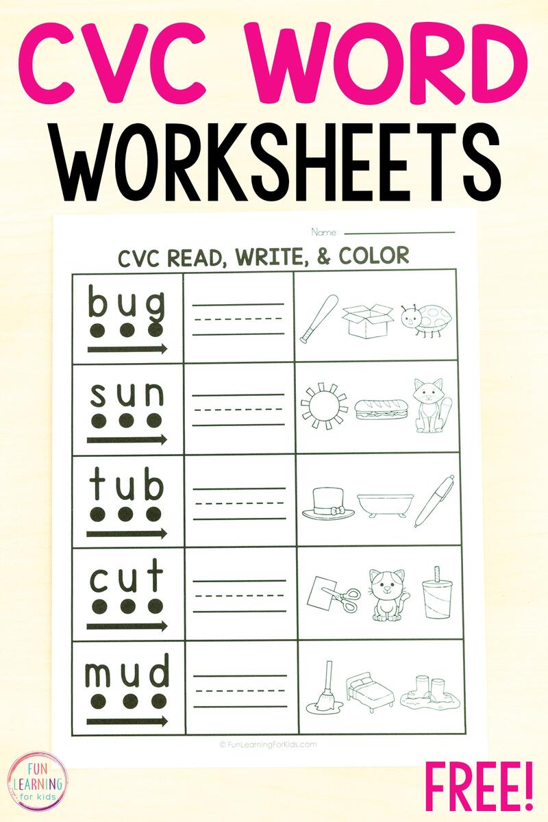 CVC Words Read Write And Color Worksheets Short Vowel CVC Word Practice Worksheets Printable Activities Made By Teachers
