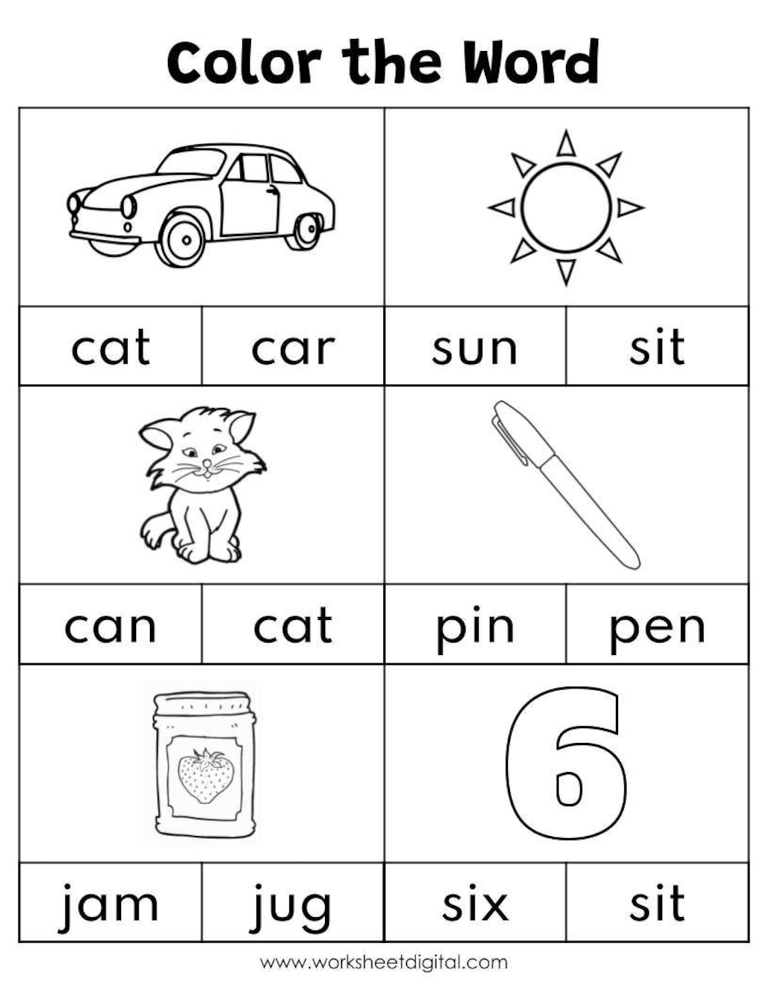 CVC Words Worksheet Color The Word Phonics Printable PDF Etsy CVC Words Worksheet Color The Word Phonics Printable PDF Etsy