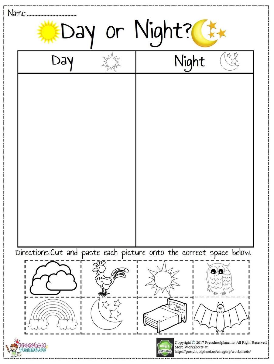 Day And Night Worksheet For Pre K Kindergarten Lesson Planet Worksheets Library Day And Night Sort By Miss Brill S Classroom TPT
